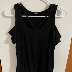 Black short sleeve cold shoulder top